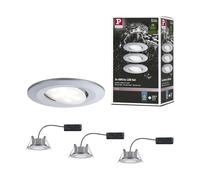 Paulmann 99929 Luminaria empotrable LED Calla, redonda, set de 3, incl. 3x6 W IP65, foco, cromo mate, luz para armario, plástico, empotrable 4000 K