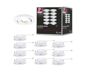Paulmann 99995 Luminaria empotrable LED 3 Step Dim juego de 10 uds. orientable 82 mm 70° 10 x 4,8 W 10 x 450 lm 230 V 3000 K blanco mate