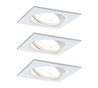 Nova Set de focos LED empotrables Angular (L x An x Al: 8,4 x 8,4 x 4,5 cm, Blanco, 3 ud., Blanco cálido, Intensidad regulable)