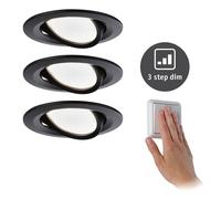 Paulmann, juego de 3 focos Nova Coin redondos orientables, negro mate