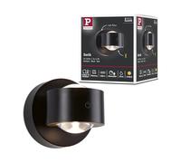 Paulmann Lámpara LED de pared con batería Zorik 71290, IP44, regulable, 2700 K, 100 mm, 2 x 1,1 W, color negro