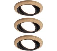 Paulmann Lanati lámpara empotrada 3x6 W negro-madera 92237