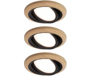 Paulmann Lanati lámpara empotrada 3x6 W negro-madera 92237