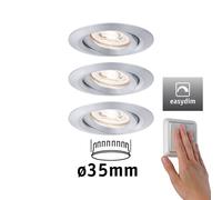Paulmann 92975 Luminaria empotrable LED Nova Mini Plus Coin, set de 3, red., orientable 3x4,2 W EasyDim, aluminio, lámpara, blanco cálido 2700 K 126 W