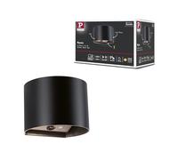 Paulmann Nyora 71284 - Lámpara LED de pared con batería, incluye detector de movimiento (HF) IP44, 3000 K, 135 x 120 mm, 2 x 1 W/1 W, color negro