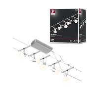 Paulmann Set Sheela Sistema de Cableado, Corduo, Corriente Continua, Máx. 5x10 W, Bombilla Tipo GU5,3, Sistema de Cableado, Bombilla No Incluida, Cable de Plástico, Color Cromado Mate, 94448