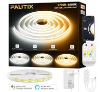 PAUTIX Smart WIFI Tira LED COB CCT 5M,Regulable CCT 2700K-6500K Tira LED COB, Inteligentes Funciona con Alexa y Google Asistente para Gabinete de Cocina,Habitación,TV