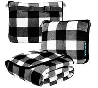 PAVILIA Almohada de viaje, juego combinado de manta de avión suave 2 en 1, manta compacta y plegable, almohada de coche esencial para vuelo, accesorios de regalo para viajeros, correa de mochila, 60 x
