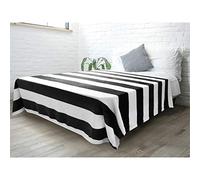 PAVILIA Manta a Rayas para sofá Cama, Manta Decorativa de Franela Suave de Forro Polar a Rayas en Blanco y Negro, Microfibra Ligera y cálida, 60 x 80 Pulgadas