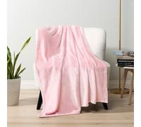 PAVILIA Manta de Forro Polar Rosa Claro para sofá, Manta de Franela Suave y mullida para sofá, Manta de Cama de Microfibra de Felpa de Lujo, Manta de Regalo de Terciopelo Decorativa para el hogar, 50