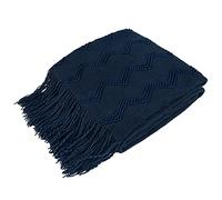 PAVILIA Manta de Punto Azul Marino para sofá, Manta Bohemia de Punto Suave, Manta Tejida para decoración del hogar, acogedora Manta Decorativa afgana, Regalo de Verano y otoño al Aire Libre, Ligera,