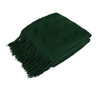 PAVILIA Manta Tejida de Punto Verde Esmeralda para sofá, Suave, de Punto Bohemio, para decoración del hogar, acogedora Manta Decorativa afgana, Regalo de Verano y otoño al Aire Libre, Ligera, Verde