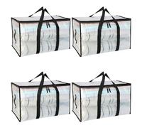 Pavlleen 4 Piezas 90L Bolsas Almacenaje Ropa Transparentes | Cajas Almacenaje Ropa,Paquetes Claro Bolsas para Guardar Ropa con Asa Reforzada,Para Ropa,Mantas,Juguetes