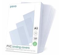 Pavo - A3 Portadas para encuadernar de PVC transparente, 150 micras, pack de 100