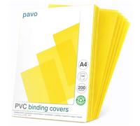 Pavo - A4 Portadas para encuadernar de PVC Amarillo/transparente, 200 micras, pack de 100