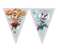 Procos 90279 - Banderines de la Patrulla Canina, Skye & Everest, longitud 230 cm, guirnalda de plástico, héroes en cuatro patas, perros, fiesta, decoración, multicolor (rosa/verde)