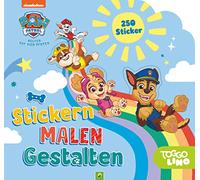 PAW Patrol Stickern, Malen, Gestalten. Mit 250 Stickern. Für Kinder ab 3 Jahren: Werde kreativ mit Chase, Marshall, Skye und den Hunden aus der Abenteuerbucht. Mit bunten Aufklebern