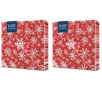 PAW - Servilletas de Papel 3 Capas (33 x 33 cm) | 20 Unidades | Servilletas de Navidad con motivos invernales y navideños | Ideales para la mesa festiva | Color: Christmas Snowflakes light red
