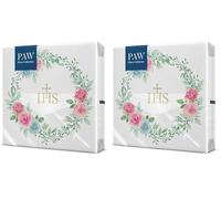 PAW - Servilletas Papel 3 Capas (33 x 33 cm) I 20 Unidades I Perfecto para Comunión, Confirmación, Bautizo I Ideal para Niños y Niñas I Elegante Decoración de Mesa I Rosas Delicadas (Paquete de 2)