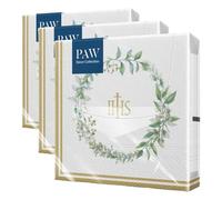 PAW - Servilletas Papel 3 Capas (33 x 33 cm) I 20 Unidades I Perfecto para Comunión, Confirmación, Bautizo I Ideal para Niños y Niñas I Elegante Decoración de Mesa I Primera Comunión Herbal