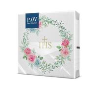 PAW - Servilletas Papel 3 Capas (33 x 33 cm) I 20 Unidades I Perfecto para Comunión, Confirmación, Bautizo I Ideal para Niños y Niñas I Elegante Decoración de Mesa I Rosas Delicadas
