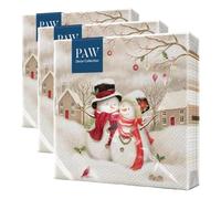 PAW - Servilletas Papel 3 Capas (33 x 33 cm) I 20 Unidades I Servilletas Navideñas I Servilletas con Diseño de Navidad, Invierno y Nieve I Decoracion Mesa Navidad I Color: Snowy Family (Paquete de 3)