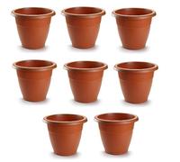 pcmoviles Macetas Redondas 14 cm Color Terracota Pack de 8 | Plástico Resistente, Para Interior y Exterior, Diseño Clásico, Ligero