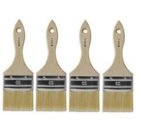 pcmoviles Pack de 4 Paletinas para Pintar, 65 mm | Brocha Plana, Mango de Madera, Cerdas de Fibra Suave, Uso Universal, Esmaltar, Barnizar, Retocar