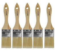 pcmoviles Pack de 5 Paletinas para Pintar, 40 mm | Brocha Plana, Mango de Madera, Cerdas de Fibra Suave, Uso Universal, Esmaltar, Barnizar, Retocar