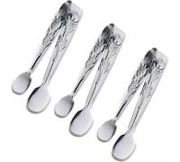 pcs Mini Serving Tongs, 4 inch Rose Stainless Steel (Silver)