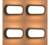 PCs x4 Aplique Pared, Plafón Techo, Exterior, 18W, 1800Lm, IP65 Impermeable, Lampara Rectangular Moderna, Luz Seleccionable 3000K 4000K 6000K para jadin, terraza, porche, garaje o patio (4, TABY)