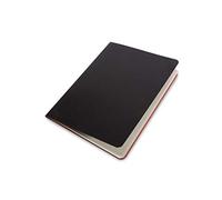 PdiPigna - Cuaderno negro Oriente f.to A5 14,8 x 21 cm. Hilo Singer, papel 80 g/m² FSC, interior 1R, rayas, ideal para escuela y oficina, tapa blanda color negro, borde rojo