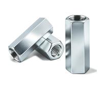 PDKKFF 25 Piezas M6x30mm Tuerca Larga Hexagonal de Acero Galvanizado DIN6334, Tuercas de Acoplamiento Hexagonales Largas, Tuerca de Extensión Prolongador para Bricolaje y Montaje Doméstico