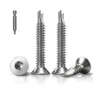 PDKKFF 50 piezas tornillos autoperforantes de acero inoxidable 410, M5,5 x 38 mm, tornillo autotaladrante DIN7504, tornillos de chapa autorroscantes Torx cabeza avellanada plana para metal, aluminio