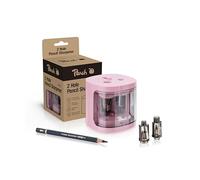 Peach Sacapuntas eléctrico universal PO102, incluye piezas de repuesto, para todos los lápices, lápices de colores, delineadores de ojos y ceras, doble sacapuntas para lápices de 6-8 mm y 9-12 mm,