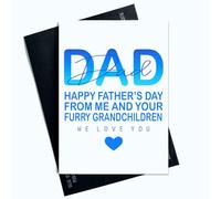Peachy Antics AP169 - Tarjeta para el día del padre con texto en inglés Happy Father's Day From Me And Your Furry Grandchild We Love You de nietos y el perro papá