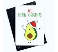 Peachy Antics Avo SP139 - Tarjeta de Navidad con diseño de aguacate