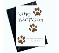 Peachy Antics Divertida tarjeta de feliz cumpleaños del perro con texto en inglés Happy Birthday I'll Force A Present Out Later divertida tarjeta novedosa para ella AP95