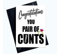 Peachy Antics Divertidas tarjetas de compromiso groseras tarjetas de boda novia novio par de C * NTS Broma PC1041