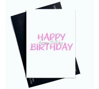 Peachy Antics Tarjeta de feliz cumpleaños, diseño moderno, tarjeta estética para ella, para amiga, tarjeta de cumpleaños con letras rosas, tarjeta de cumpleaños para mamá para hermana AP44