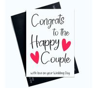 Peachy Antics Tarjetas de boda con bonito diseño Felicitaciones a la pareja feliz con amor en el día de tu boda, diseño simple para él para ella, tarjetas de boda para recién casados AP162