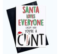Peachy Antics Tarjetas de Navidad divertidas y groseras de Papá Noel piensa que eres una tarjeta de amigo de Navidad para colega, tarjeta de Navidad para novio, bromas de Feliz Navidad PC657