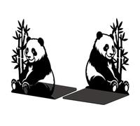 Peacoblue Bookends metálicos para estantes, Modernos Tapones de Apoyo Decorativos para Libros de Estudio Oficina, Escritorio, Sala de 5.3"x4.3"x7.5", 1 par (Panda y Bamb)