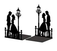 Peacoblue Extremos metálicos para estanterías, modernos tapones de apoyo decorpara libros de alta resistencia para oficina, escritorio,5.3"x4.3"x7.9", 1 par (hombres y mujeres bajo la luz de la calle)