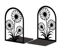 Peacoblue Extremos metálicos para estanterías, Modernos Tapones de Soporte para Libros Estudio de Calidad Decorativos para Oficina, Escritorio, Cuarto 5.3"x4.3"x7.9" de Fundido,1 par (Diente de león)