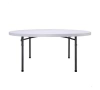 PEAKFORM – Mesa redonda plegable 180x74 cm ultrarresistente blanco granito para jardín y eventos