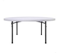 PEAKFORM – Mesa redonda plegable 180x74 cm ultrarresistente blanco granito para jardín y eventos
