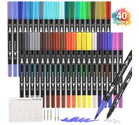 Peakness Rotuladores Lettering Profesionales de 40 Colores, Pincel Doble Punta con Libro de Dibujo, Rotuladores Acuarelables para Graffiti, Caligrafía, Dibujo, Lettering