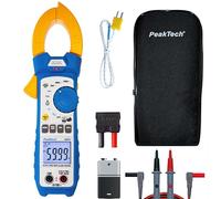 PeakTech 1665 - Pinza amperimétrica RMS 1000A AC/DC lámpara LED, 6000 cuentas, multímetro digital, TUV/GS, pinza de corriente, medidor de voltaje, amperímetro, probador de continuidad - Máx 600 V