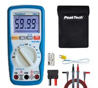 PeakTech 3320 - Multímetro digital RMS NCV con alarma de vibración, 6000 cuentas, portátil, voltímetro, rango automático, probador de continuidad, medición, corriente -CAT III 600 V